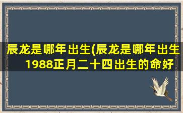 辰龙是哪年出生(辰龙是哪年出生1988正月二十四出生的命好 🐅 不)